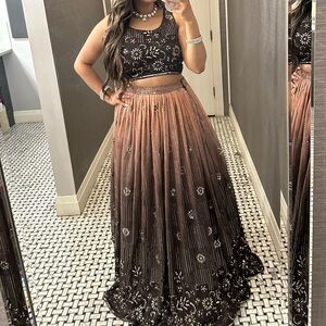 Elegant Brown and Black Women's lehenga